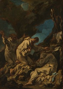 Trois moines camaldule en prière extatique