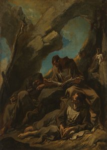 Trois moines camaldule en prière méditative