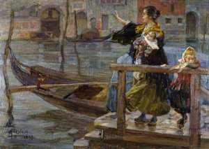 Mère avec deux enfants ou En attendant la gondole