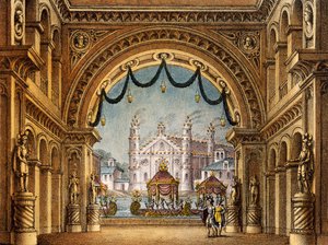 Décor de scène pour La Straniera, opéra de Vincenzo Bellini