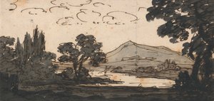 Paysage avec montagne et lac - Alexander Cozens