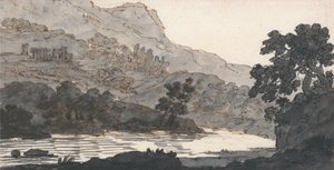 Rivière et montagne, avec ruines