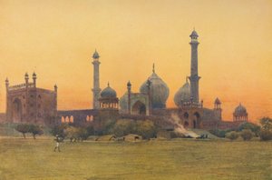 La mosquée Jama Masjid, Delhi - Au coucher du soleil, vers 1880-1905 - Alexander Henry Hallam Murray