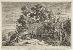 Paysage avec une femme filant - Alexander Jackson Davis