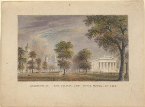 New Haven CT. Yale College et State House en 1830 - Alexander Jackson Davis