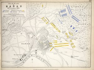 Carte de la bataille de Hanau, publiée par William Blackwood and Sons, Édimbourg et Londres