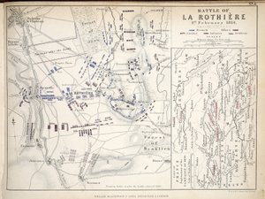 Carte de la bataille de La Rothière, publiée par William Blackwood and Sons, Édimbourg et Londres, 1848 (gravure coloriée à la main)