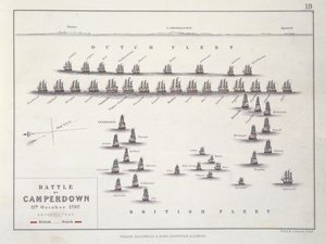 Plan de la bataille de Camperdown, 11 octobre 1797, vers 1830 - Alexander Keith Johnston