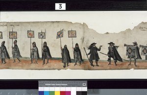 Détail de la procession funéraire de Huntly, dit avoir été utilisé pour les obsèques de George 1er, marquis de Huntly