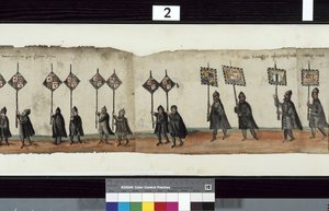 Détail de La Procession Funéraire de Huntly, dit avoir été utilisé pour les obsèques de George 1er, Marquis de Huntly