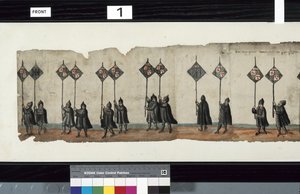 (détail) de La procession funéraire de Huntly, dit avoir été utilisé pour les obsèques de George 1er, marquis de Huntly