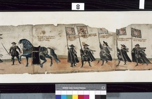(détail) de La procession funéraire de Huntly, dit avoir été utilisé pour les obsèques de George 1er, marquis de Huntly