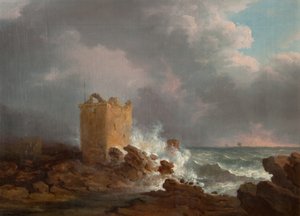 Château de Broughty pendant une tempête, c.1810