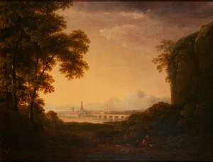 Figures dans un paysage boisé italien