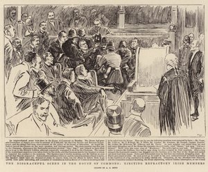 La scène honteuse à la Chambre des communes, expulsion des membres irlandais réfractaires - Alexander Stuart Boyd
