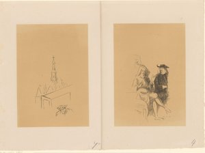 Tour de la Monnaie et deux hommes avec une lettre