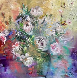 Bouquet abstrait aux couleurs vives - Alexandra Higgins