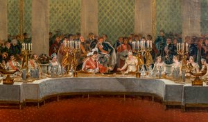 Le banquet pour le mariage de Napoléon Bonaparte (1769-1821) et Marie-Louise de Habsbourg-Lorraine (1791-1847) 1810 - Détail de : Fête du mariage de Napoléon Ier et Marie-Louise donnée dans le théâtre du Palais des Tuileries, 2 avril