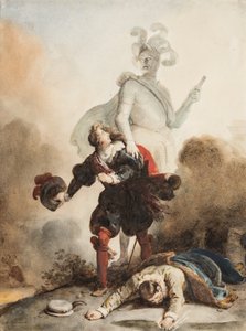 Don Juan et Leporello rencontrent la statue du Commandeur au cimetière
