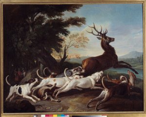 Chasse : Débuché du cerf. Peinture par François Desportes - Alexandre Francois Desportes