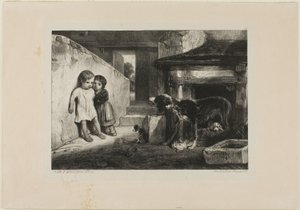 Enfants effrayés par un chien - Alexandre Gabriel Decamps
