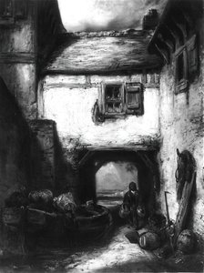 Cour intérieure, vers 1855 - Alexandre Gabriel Decamps