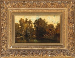 Tir à une mare boisée - Alexandre Gabriel Decamps
