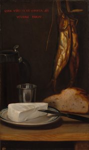Nature morte avec hareng, pain et fromage, 1858 - Alexandre Gabriel Decamps