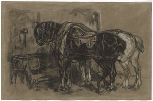 Deux chevaux de trait - Alexandre Gabriel Decamps