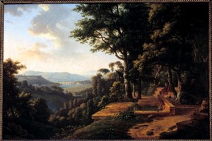 Le philosophe Jean-Jacques Rousseau (1712-1778) méditant en 1770 dans le Parc de la Rochecordon près de Lyon Peinture d
