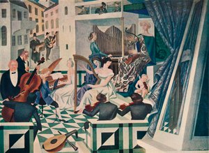 (détail) Décoration murale dans une salle de concert dans une maison privée, vers 1927