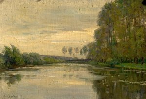 Scène de rivière, la Basse-Loire, France - Alexandre Jacques Chantron