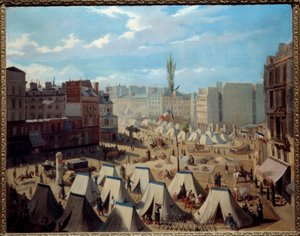 Camp de troupes sur le Boulevard du Temple pendant les journées de juin 1848 - Alexandre Josquin