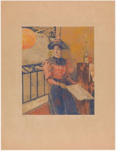 Femme debout avec une partition dans les mains