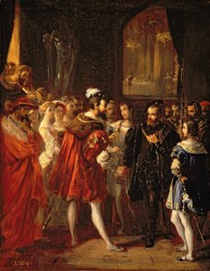 Charles V (1500-58) reçu par François Ier (1494-1547) au Louvre, vers 1843 - Alexandre Marie Colin