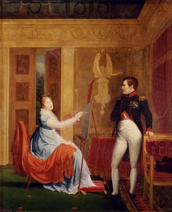 Marie Louise (1791-1847) de Habsbourg Lorraine Peignant un Portrait de Napoléon I (1769-1821)