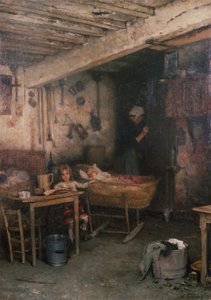 Enfants dans un intérieur de cottage