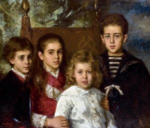 Portrait des enfants de Paul Pavlovich Demidoff, 2e prince de San Donato : Aurore, Anatol, Maria et Pavel - Alexei Alexevich Harlamoff