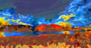 Paysage avec lac,2020,(mixed media)