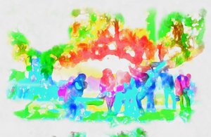Spring Park, 2020,(mixed media) - Alexei Makhov