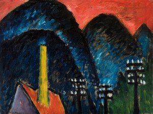 Montagnes bleues (Paysage avec cheminée jaune) - Alexej von Jawlensky
