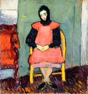 Fille dans une chaise jaune