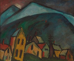 Paysage de montagne avec maisons, 1912