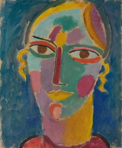 Tête mystique : Tête de femme sur fond bleu, c. 1917