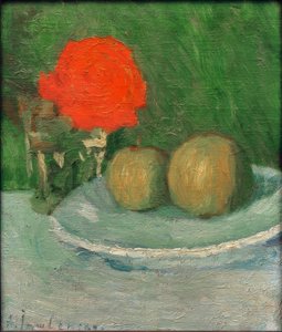 Nature morte avec pommes et rose