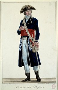Un préfet en costume bleu. Gravure par Alexis Chataignier (1772-1817)