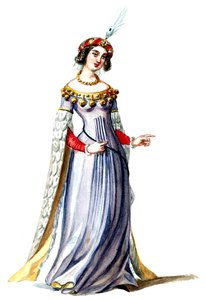Halévy - La magicienne - maquettes de costumes par Alfred Albert - 07. Dame de cour (retouched) - Alfred Albert