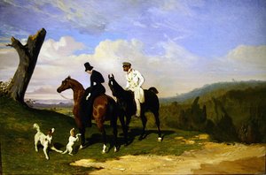 Une pause en promenade avec les chiens - Alfred Dedreux