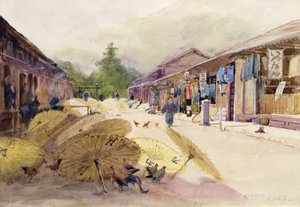 Sécher des parapluies après une tempête de pluie, vers 1889 - Alfred East