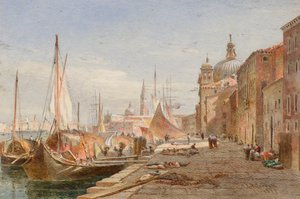 Barges à un quai, Venise